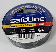 Изолента ПВХ Safeline15*10м черная